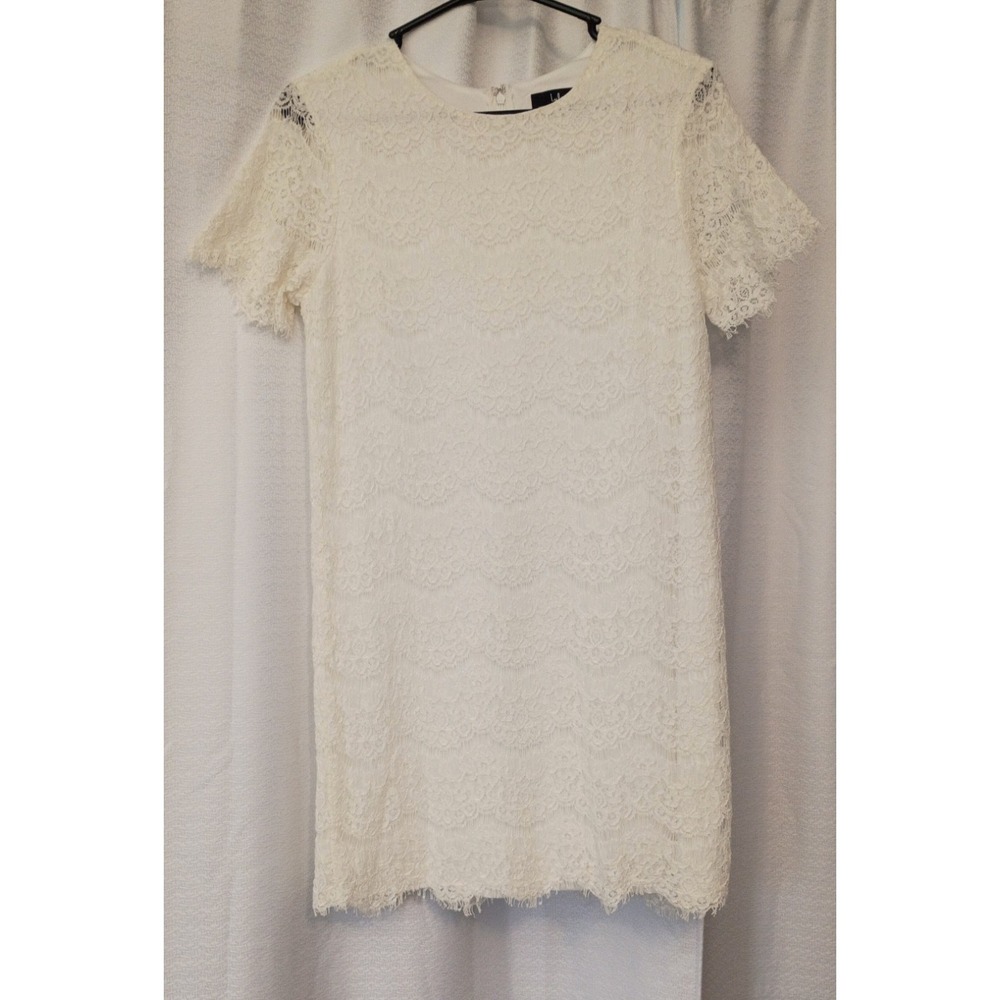 Lulu's Ivory White Lace Dress Short Sleeve, Wedding, Cottagecore, Elegant, Sz M